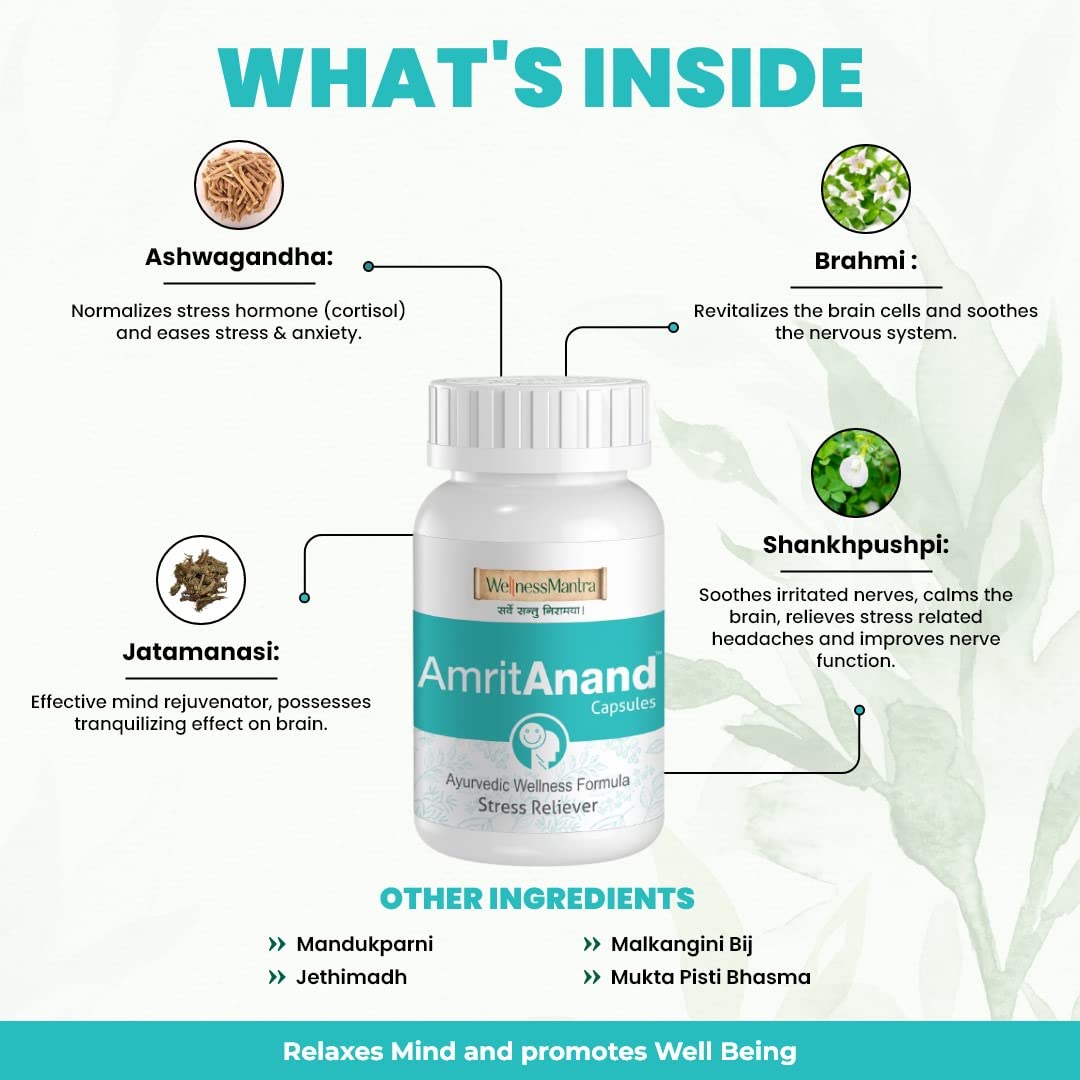 61Gq-dIFO0L._SL1080_ Wellness Mantra AmritAnand Ayurvedic Anti-Stress Capsules - Image 2